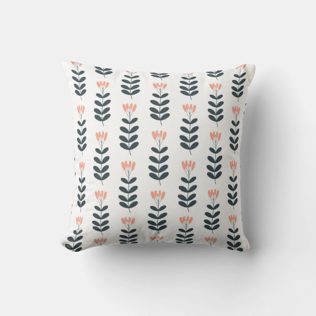 seamless botanical pattern with flowers on white b throw pillow (Front)