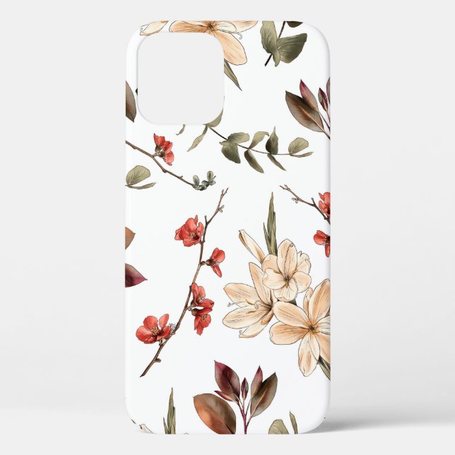 Seamless botanical pattern with white backgroundpa Case-Mate iPhone case (Back)