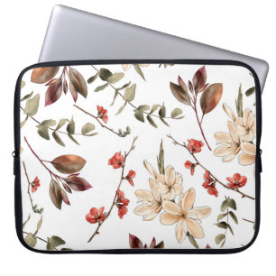 Seamless botanical pattern with white backgroundpa laptop sleeve