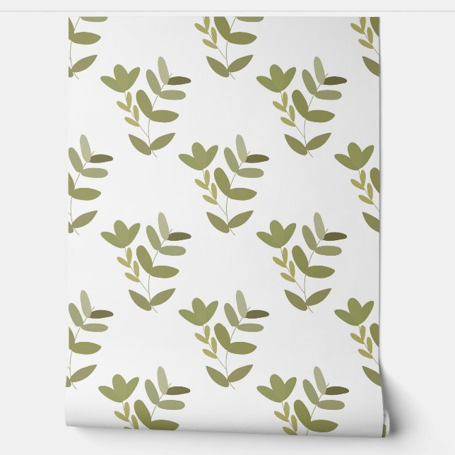 seamless botanical  simple pattern  with green pla wallpaper (Unrolling)