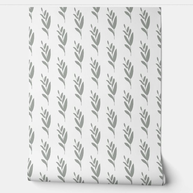 seamless botanical  simple pattern  with grey plan wallpaper (Unrolling)