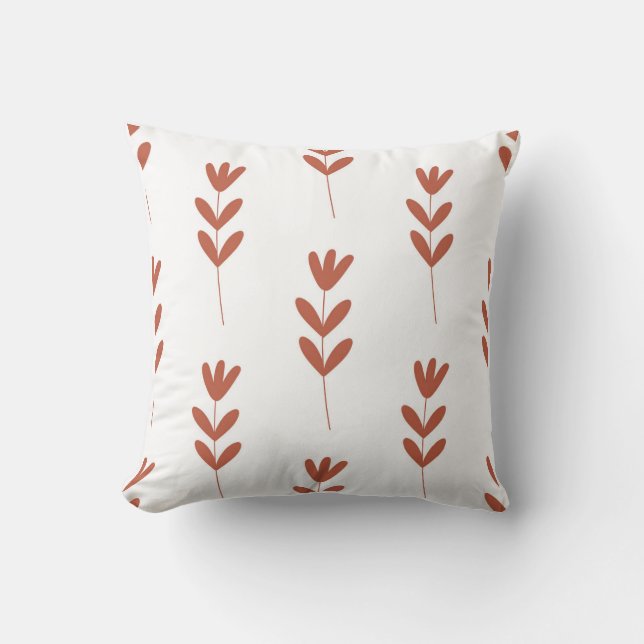 seamless botanical  simple pattern  with orange fl throw pillow (Front)