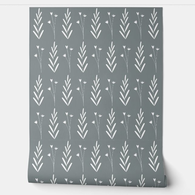 seamless botanical  simple pattern  with plants in wallpaper (Unrolling)