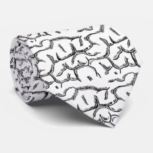 Seamless Brain Black on White Tie