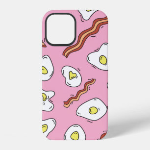 Seamless breakfast pattern with fried eggs and bac iPhone 12 case