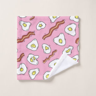 Seamless breakfast pattern with fried eggs and bac wash cloth