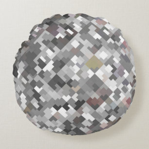 Seamless bright abstract mosaic grey background pa round pillow