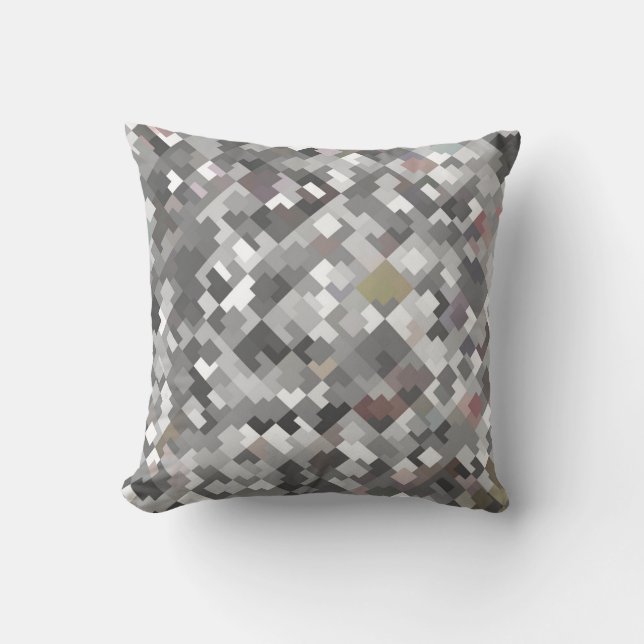 Seamless bright abstract mosaic grey background pa throw pillow (Front)