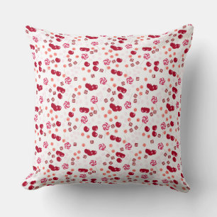 Seamless bright Cherry berry candy lollipops sweet Throw Pillow
