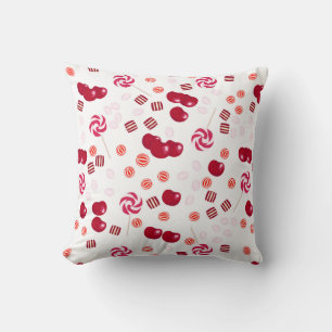 Seamless bright Cherry berry candy lollipops sweet Throw Pillow