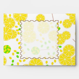 Seamless bright lemon slices candy lollipops sweet envelope