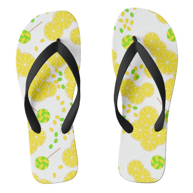Seamless bright lemon slices candy lollipops sweet flip flops (Footbed)