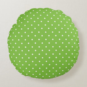 Seamless bright lime polka dot pattern round pillow