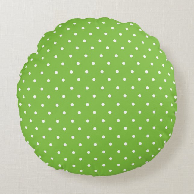 Seamless  bright lime polka dot pattern  round pillow (Front)