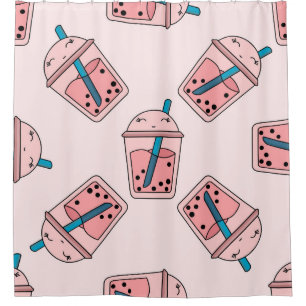 Seamless bright pattern bubble tea fruit summer dr