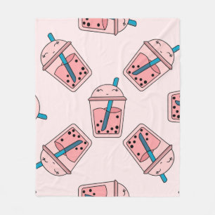 Seamless bright pattern bubble tea fruit summer dr fleece blanket