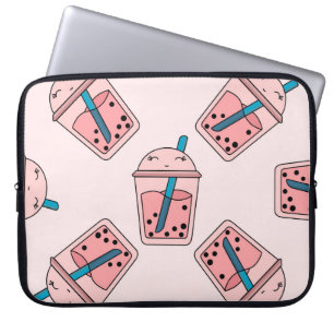 Seamless bright pattern bubble tea fruit summer dr laptop sleeve