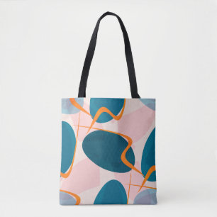 Seamless bright pattern of abstract shapes and twi tote bag