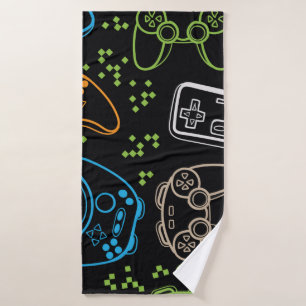Seamless bright pattern with joysticks. gaming coo bath towel