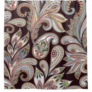 Seamless bright pattern with ornate paisley
