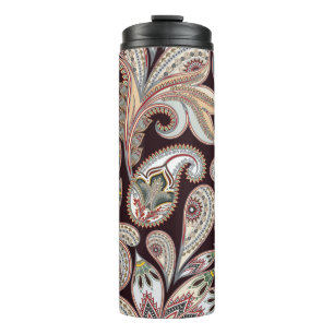 Seamless bright pattern with ornate paisley thermal tumbler
