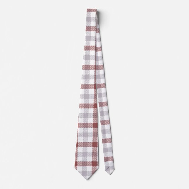 Seamless Brown and Grey Gingham Pattern Tie (Front)