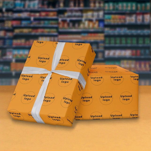 Seamless Business Logo Orange Wrapping Paper (Seamless pattern of your business logo on orange color wrapping paper.)