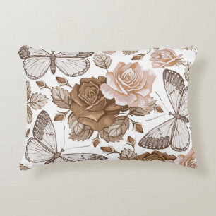 Seamless Butterflies moths insect fly. Flowers pat Accent Pillow
