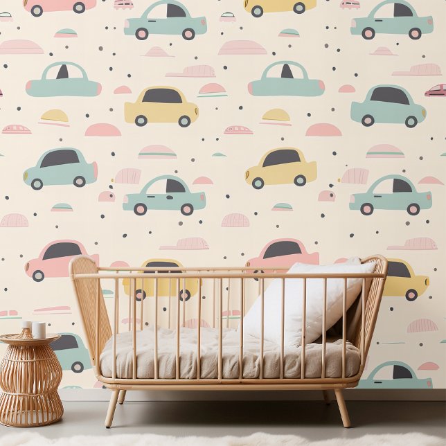 Seamless Cars Pattern for Pastel Nursery Decor Wallpaper (Creator Uploaded)