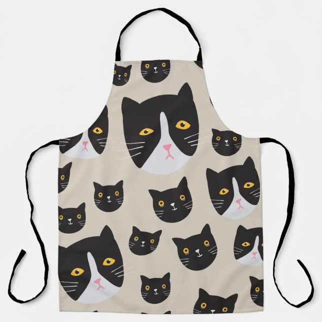 Seamless Cat, Whimsical Pattern Illustration. Apron (Front)