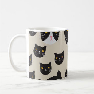 Seamless Cat, Whimsical Pattern Illustration. Coffee Mug