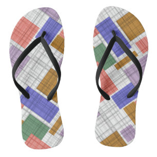Seamless checkered plaid geometrical squares lined flip flops