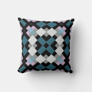 Seamless chequered abstract squares geometrical pr throw pillow