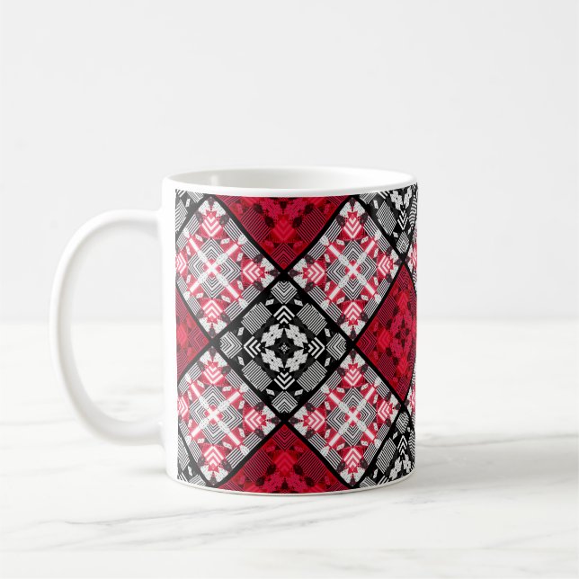 Seamless chequered plaid abstract squares geometri coffee mug (Left)