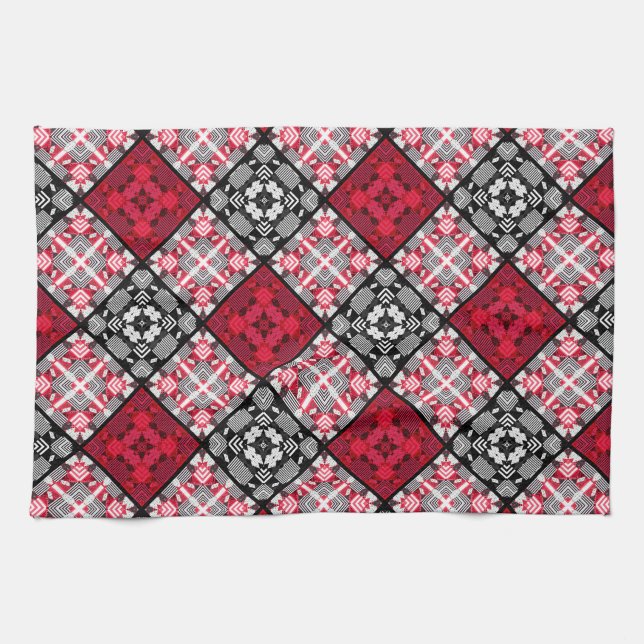 Seamless chequered plaid abstract squares geometri kitchen towel (Horizontal)