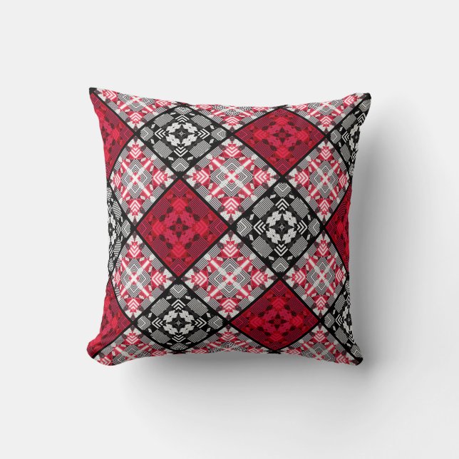 Seamless chequered plaid abstract squares geometri throw pillow (Front)