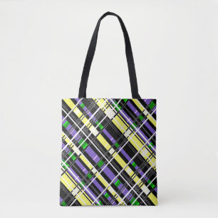 Seamless chequered plaid abstract squares geometri tote bag