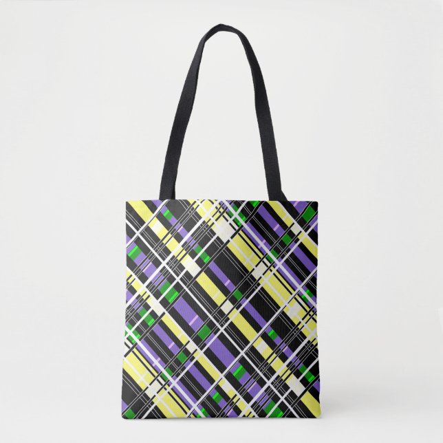 Seamless chequered plaid abstract squares geometri tote bag (Front)