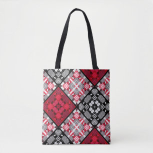 Seamless chequered plaid abstract squares geometri tote bag