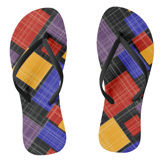 Seamless chequered plaid geometrical squares lined flip flops (Footbed)