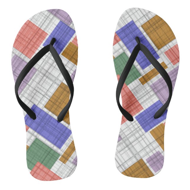 Seamless chequered plaid geometrical squares lined flip flops (Footbed)