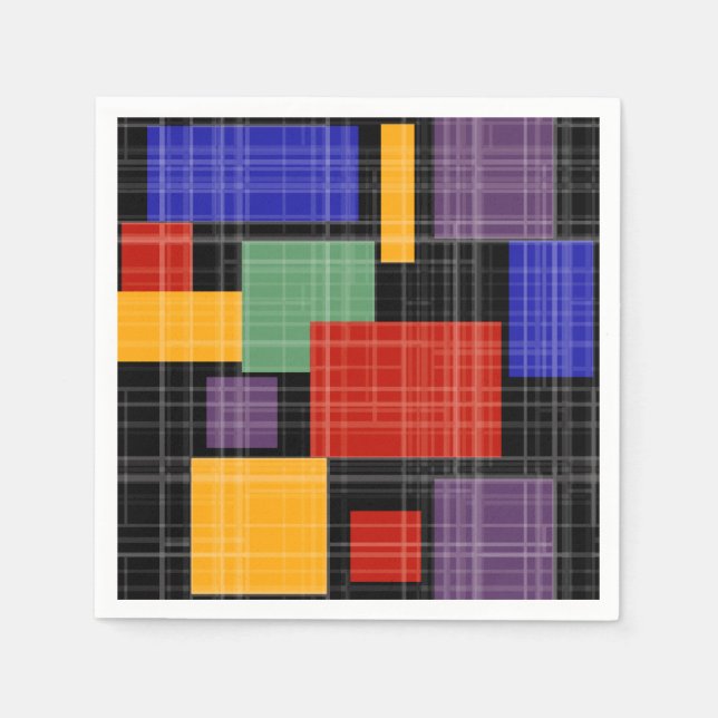 Seamless chequered plaid geometrical squares lined napkin (Front)