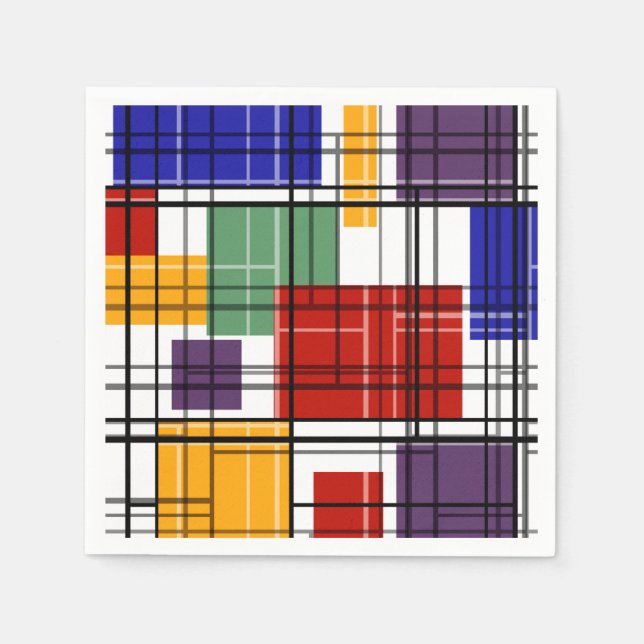 Seamless chequered plaid geometrical squares lined napkin (Front)