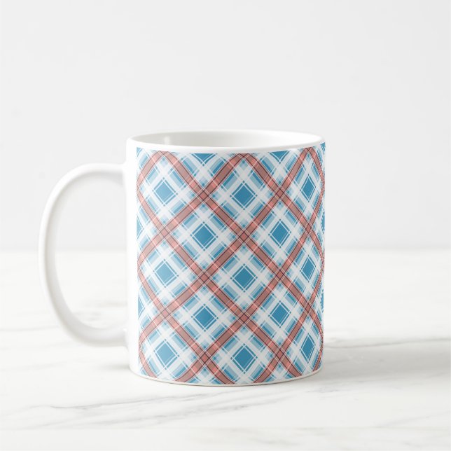Seamless chequered plaid lined abstract pattern be coffee mug (Left)