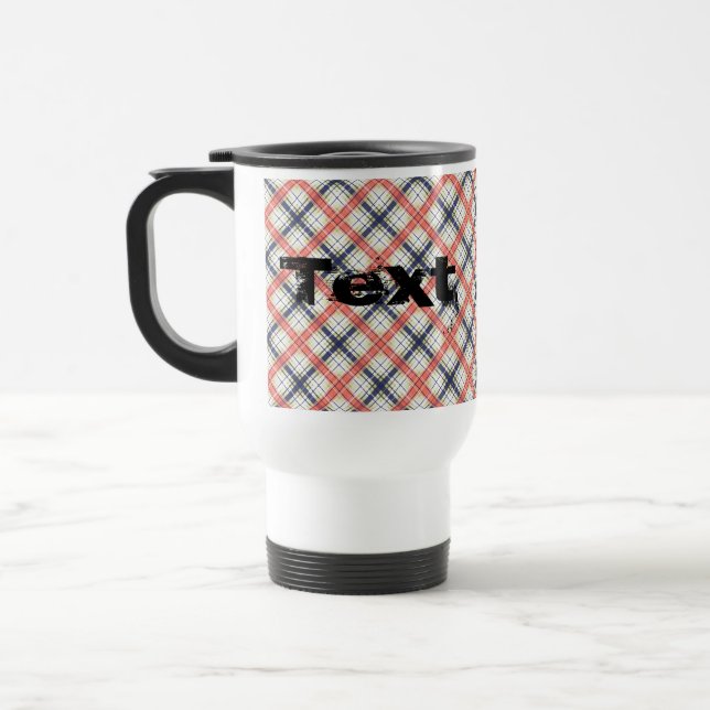 Seamless chequered plaid lined abstract pattern be travel mug (Left)