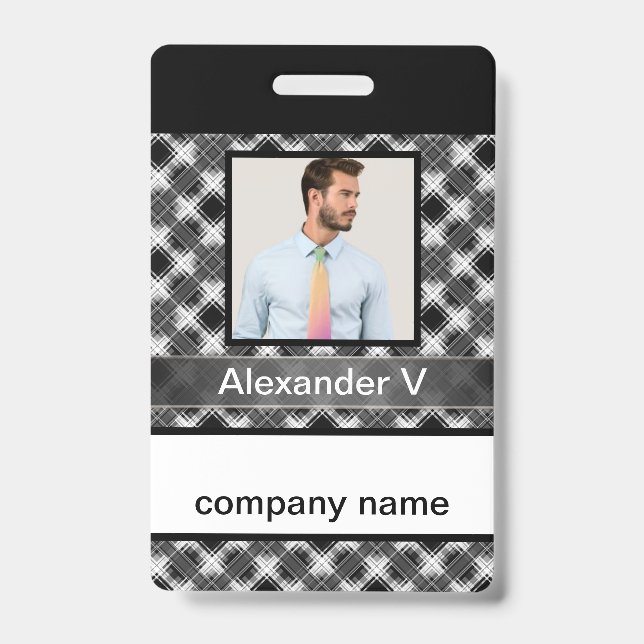 Seamless chequered plaid lined abstract pattern re badge (Front)