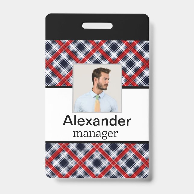 Seamless chequered plaid lined abstract pattern re badge (Front)
