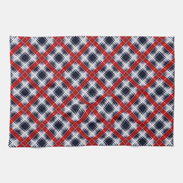 Seamless chequered plaid lined abstract pattern re kitchen towel (Horizontal)