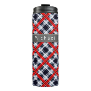 Seamless chequered plaid lined abstract pattern re thermal tumbler