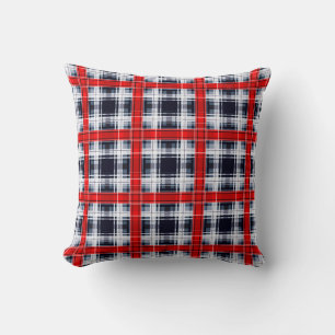 Seamless chequered plaid lined abstract pattern re throw pillow
